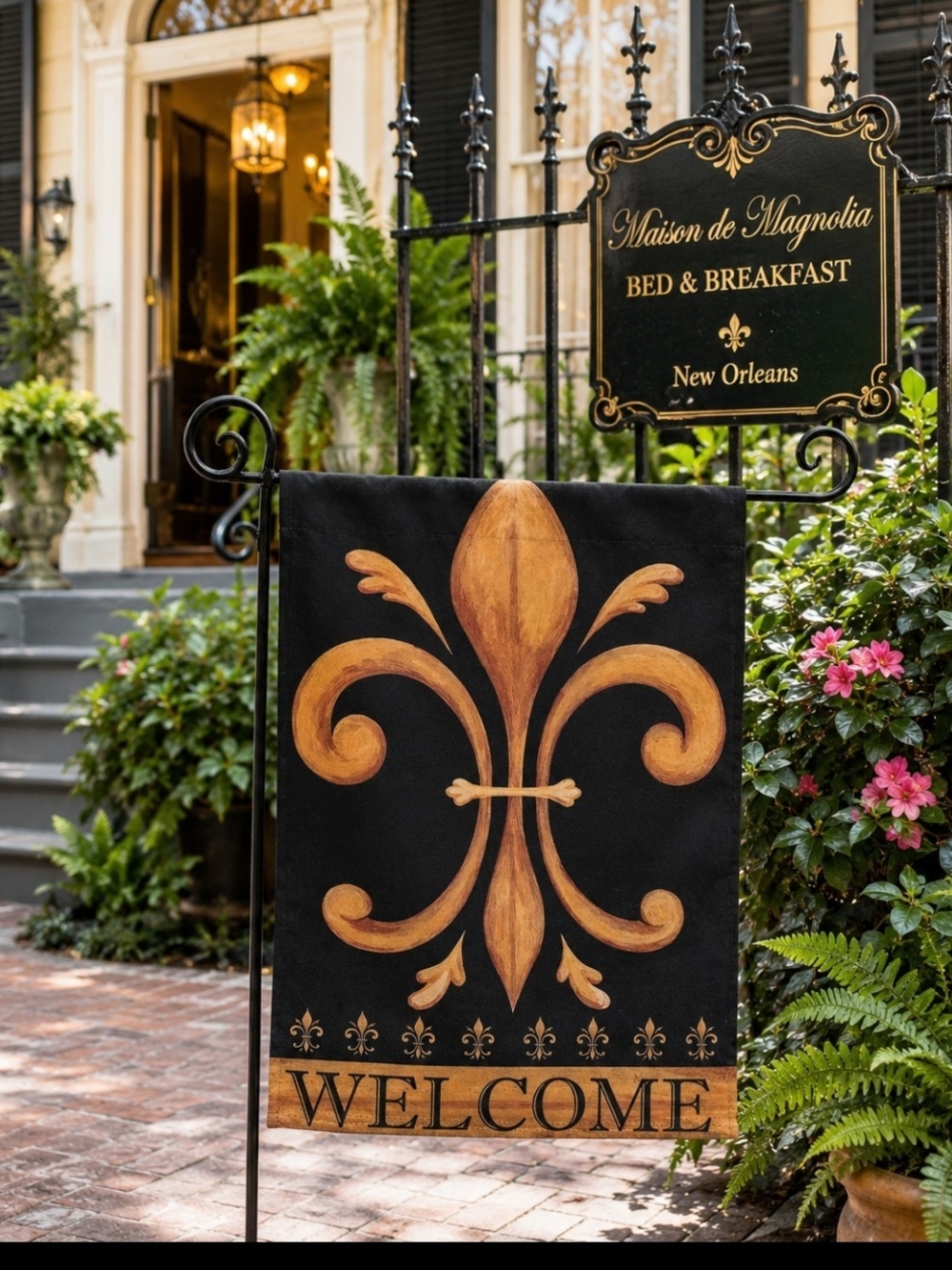 Magnolia Lane Fleur-de-Lis Welcome Garden Flag 13" x 18" Double-Sided NWT